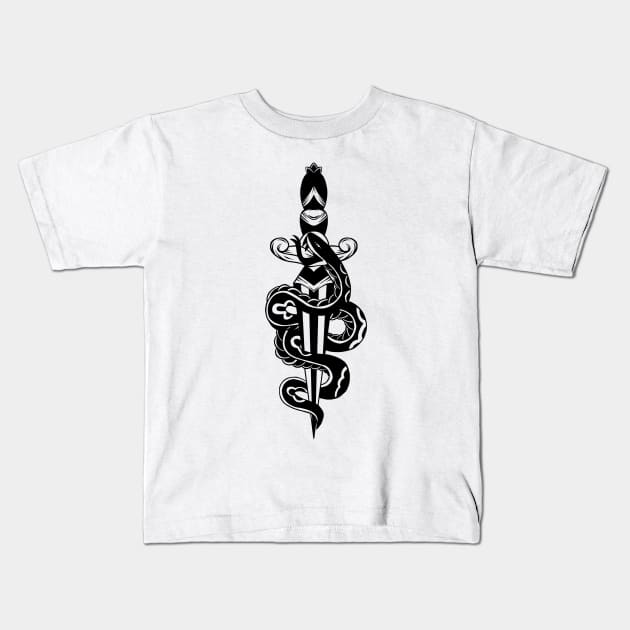 old school snake tattoo Kids T-Shirt by Haunted House Tattoo